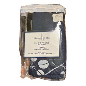Williams-Sonoma Home Kimono Printed Bedding King Sham Blue Botanical Leaf Patter